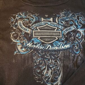Harley-Davidson Womens Black and Blue Graphic Tee